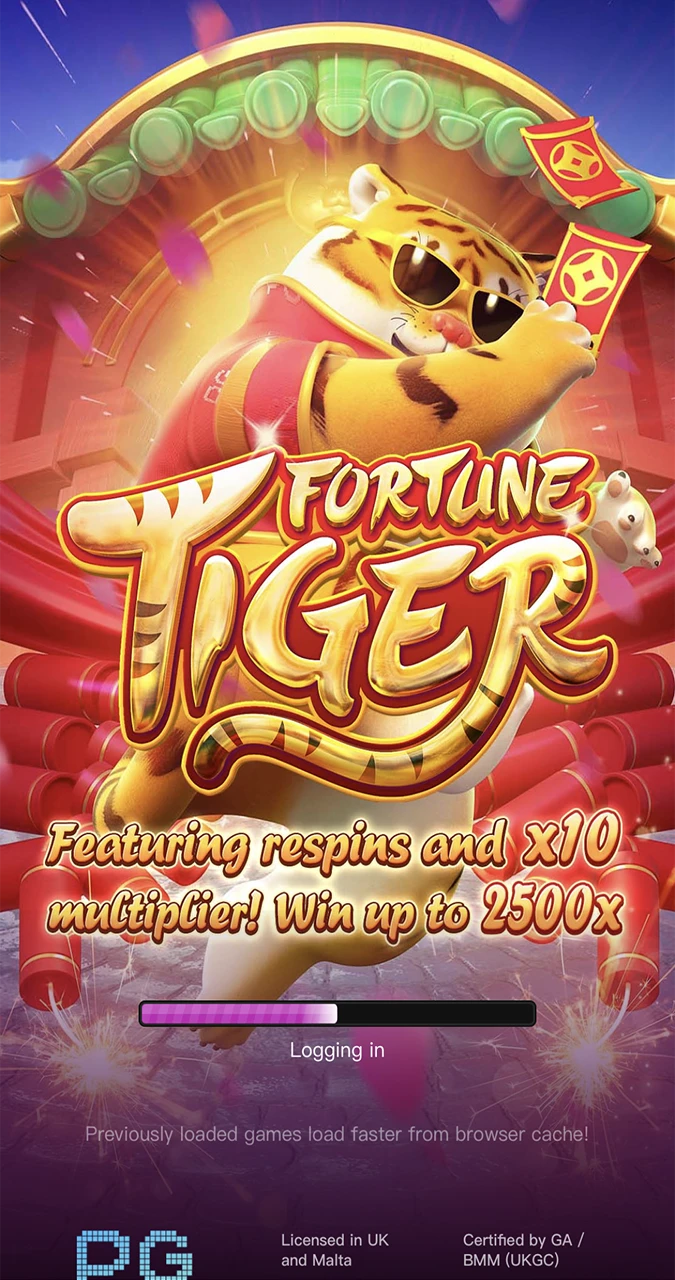 The loading screen of the Fortune Tiger game from BC Game Casino.