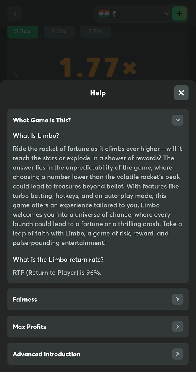 Check out the Limbo game from BC Game casino.