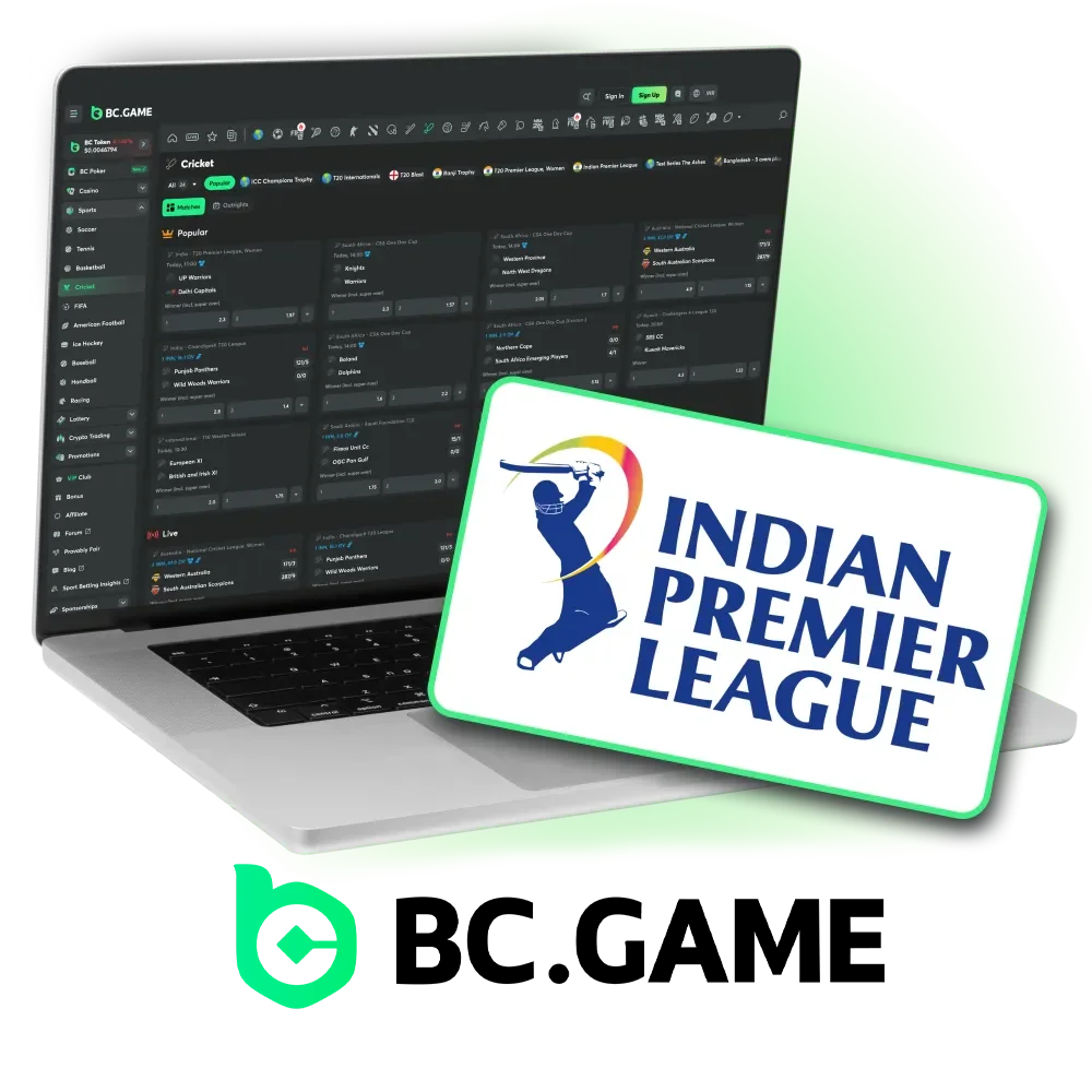 BC Game offers popular online betting on IPL.