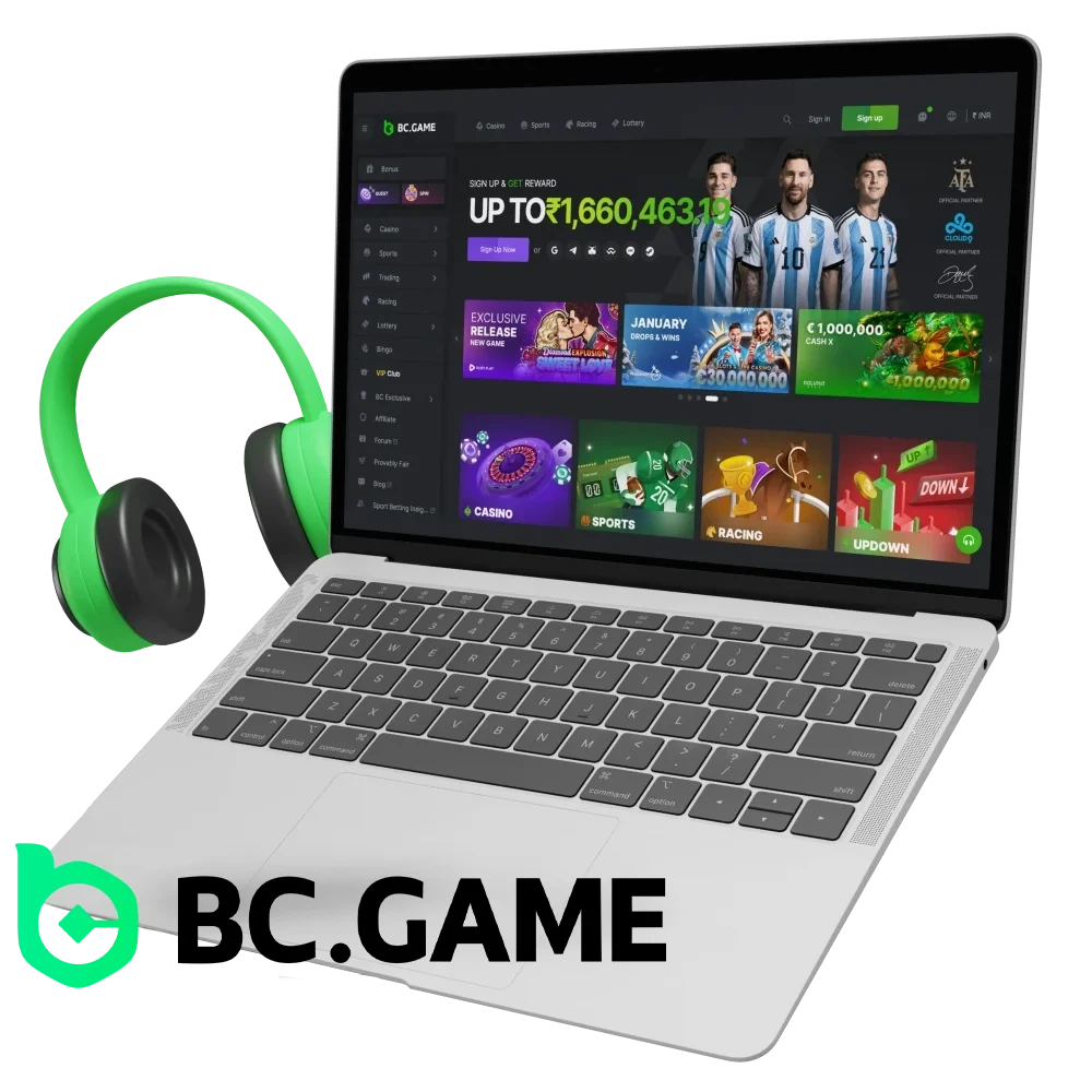 Is there technical support on the BC Game website and what are the ways to contact it.