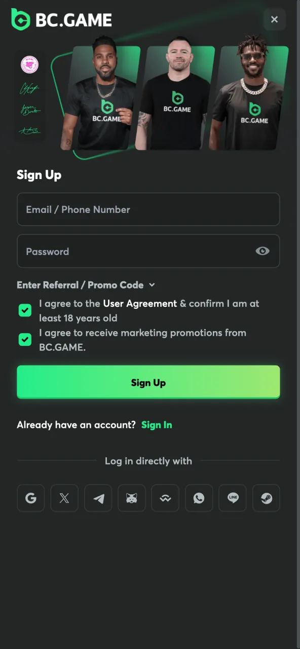 Create a BC Game account with quick registration steps.