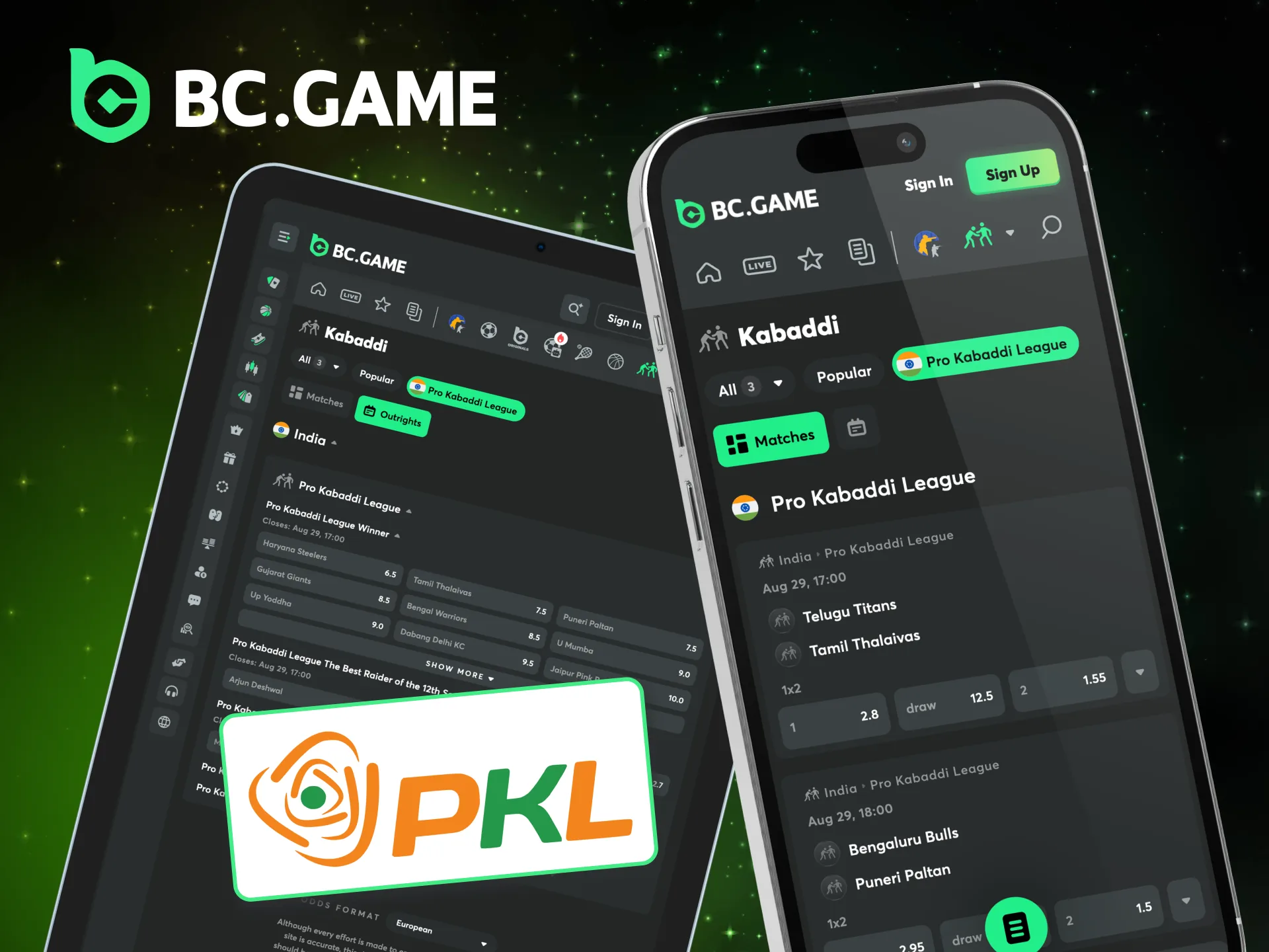 Bet on Pro Kabaddi League matches with BC Game.