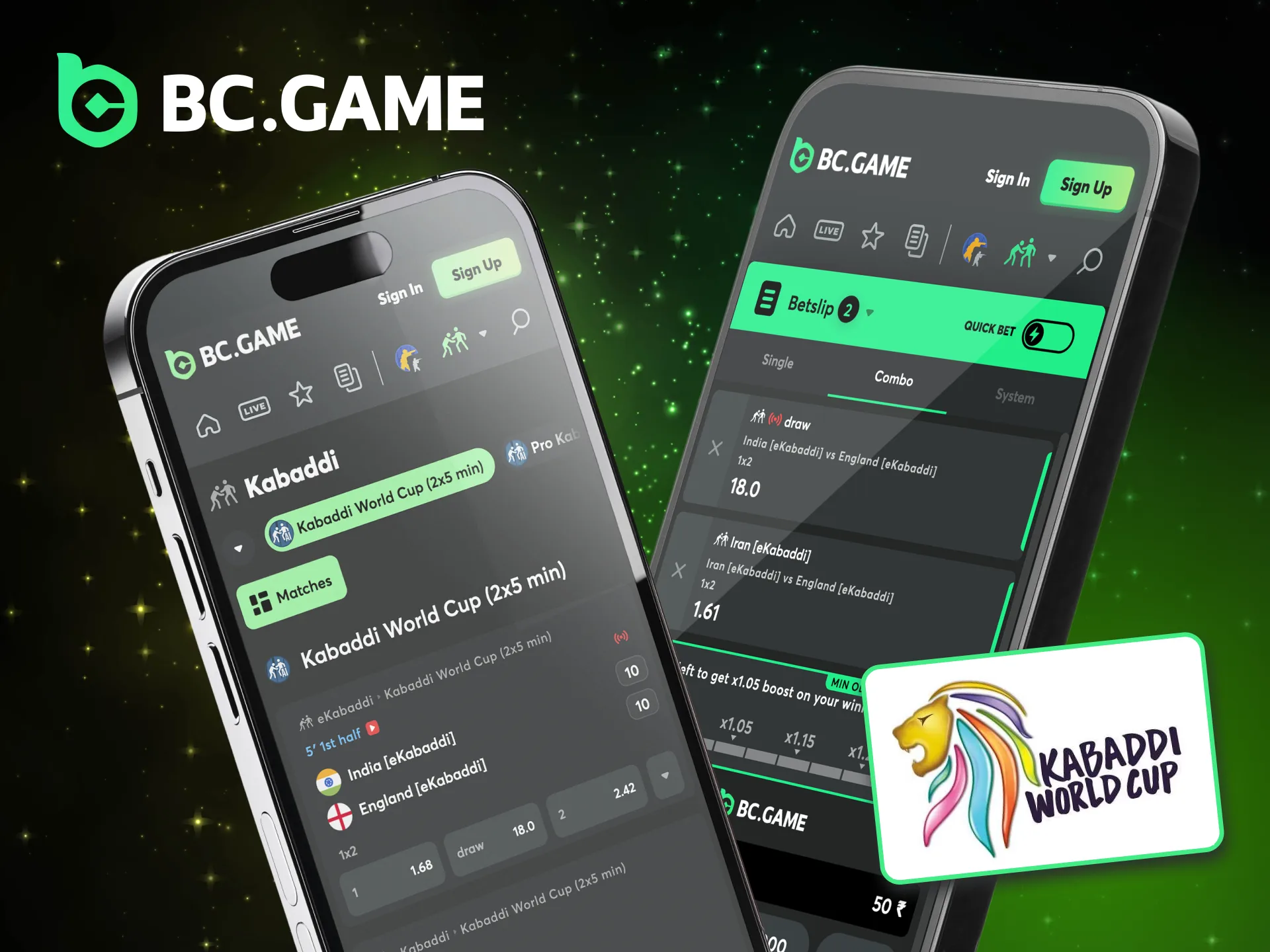 BC Game covers Kabaddi World Cup with global team action.