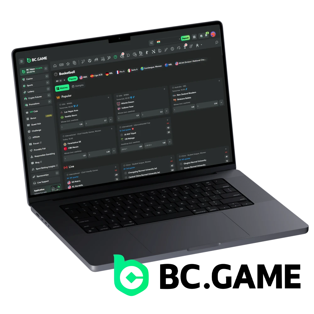 Place your basketball bets at the BC Game bookmaker.