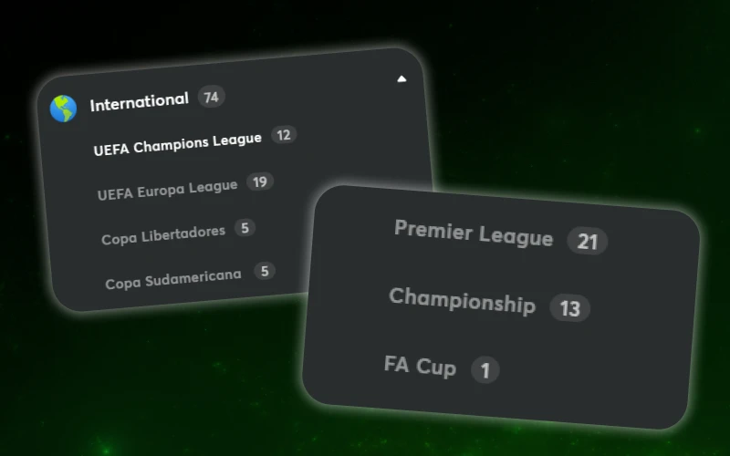 Select your favorite football championship at BC Game.