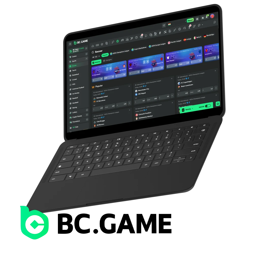 At BC Game, you can place bets on football.