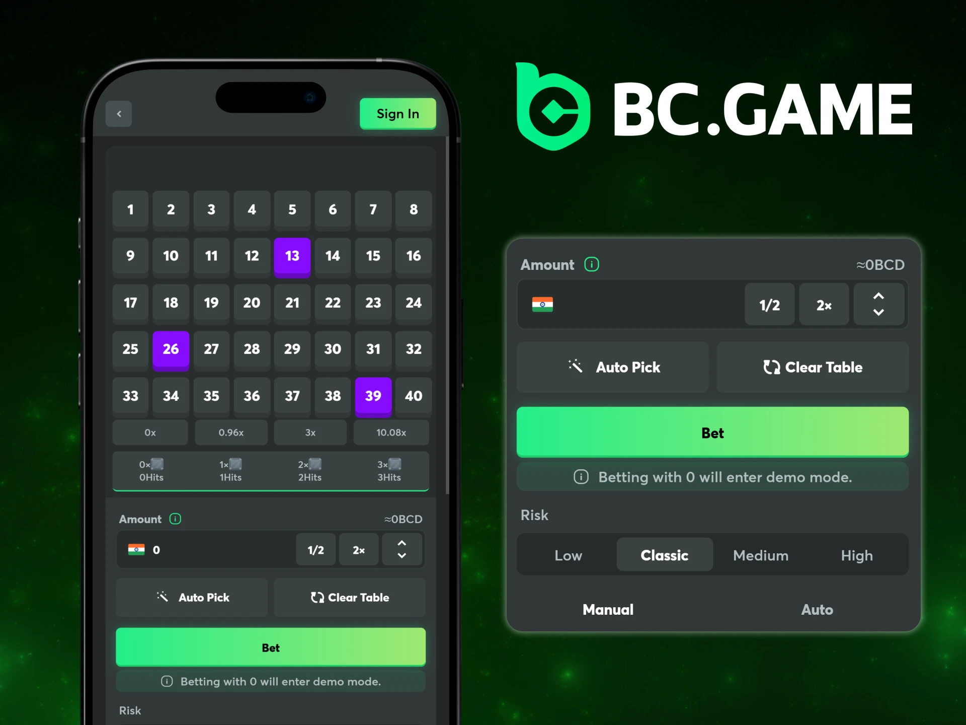 Start playing Keno on the BC Game app.