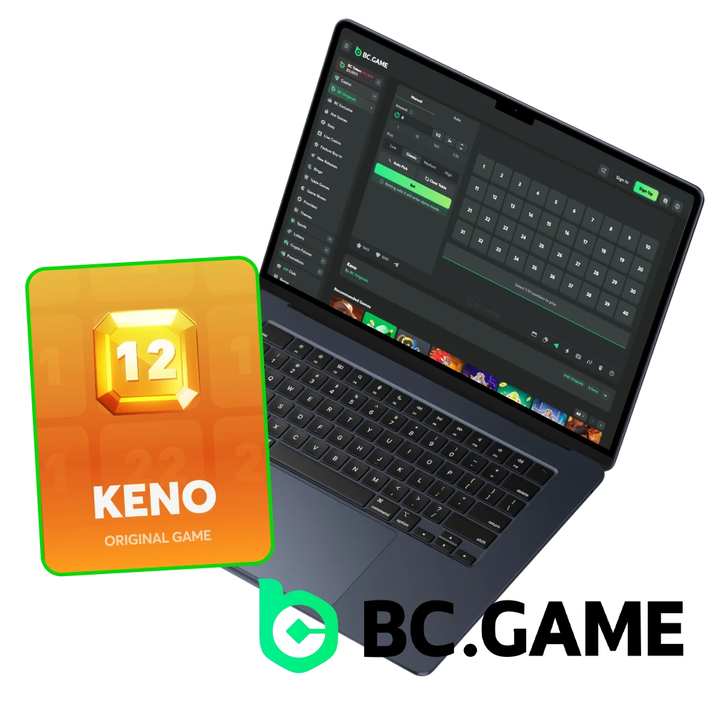Join the BC Game platform and play Keno.