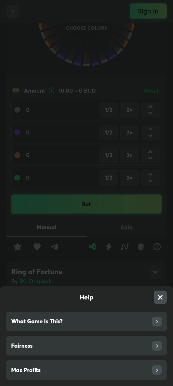 Check out various questions in the BC Game Ring of Fortune help menu.