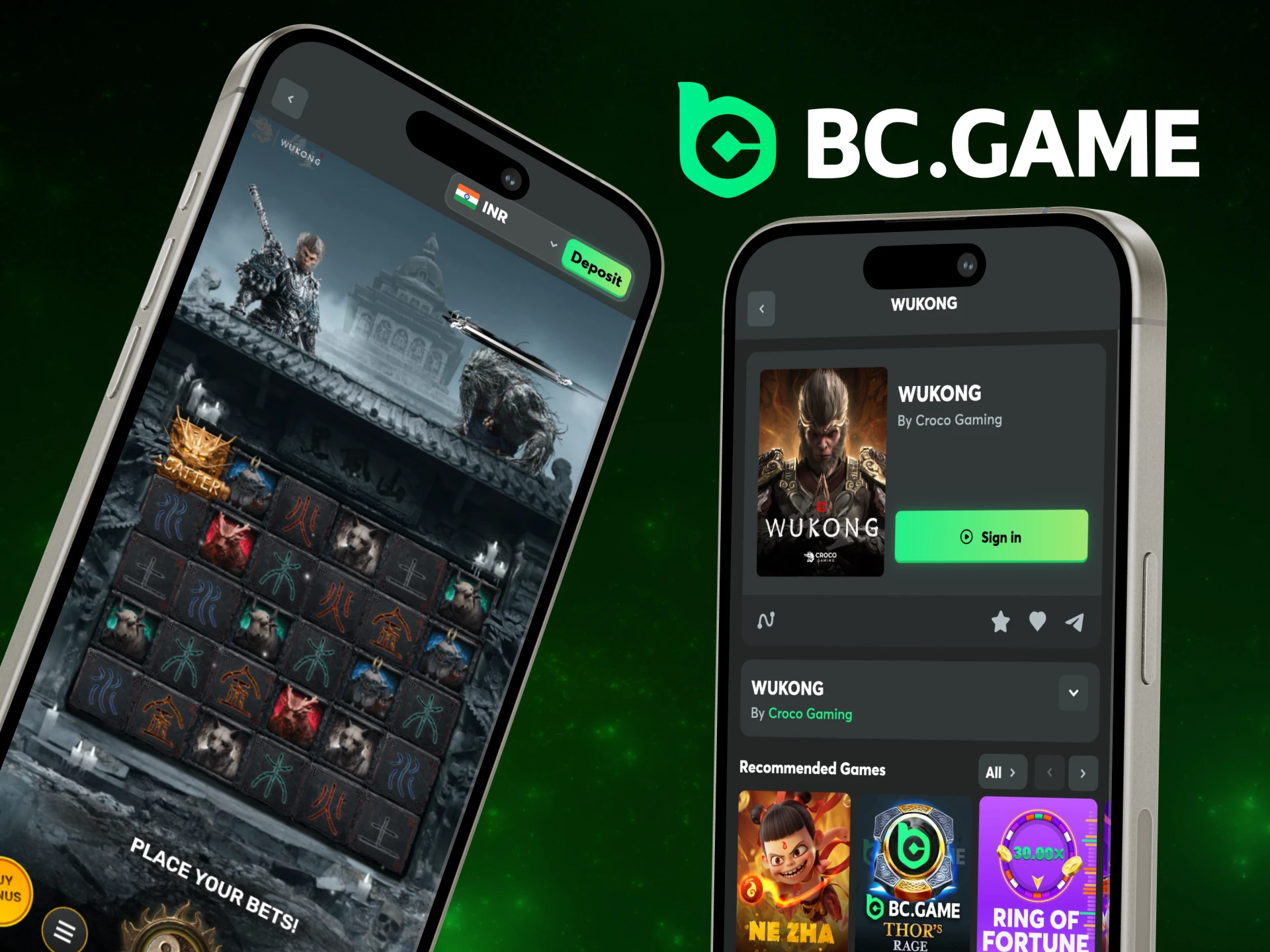 Play the Wukong game on the BC Game app.