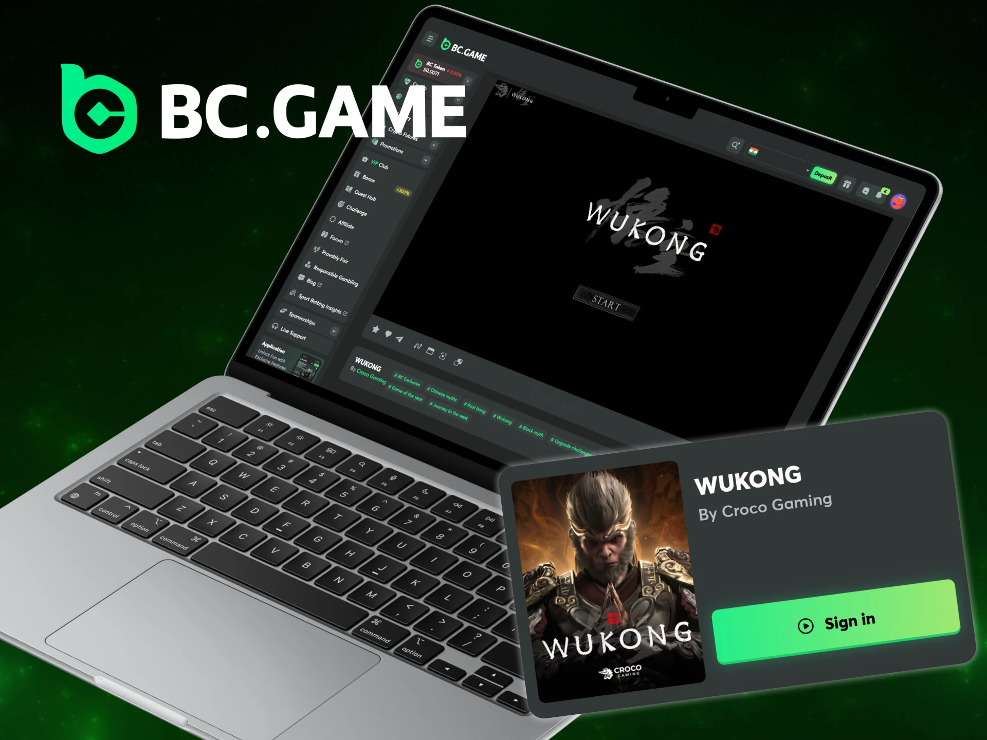 Learn how you can start playing Wukong on the BC Game website.