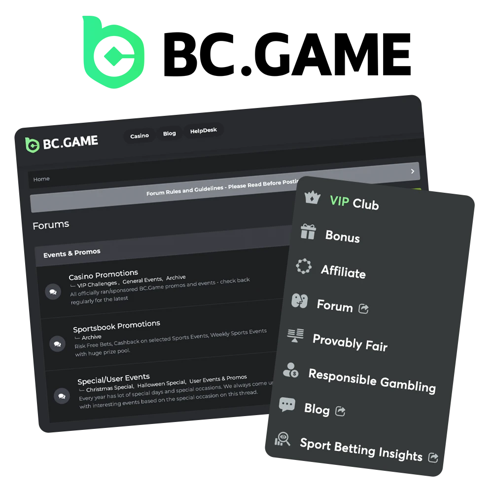 Get the most information using the BC Game forum.