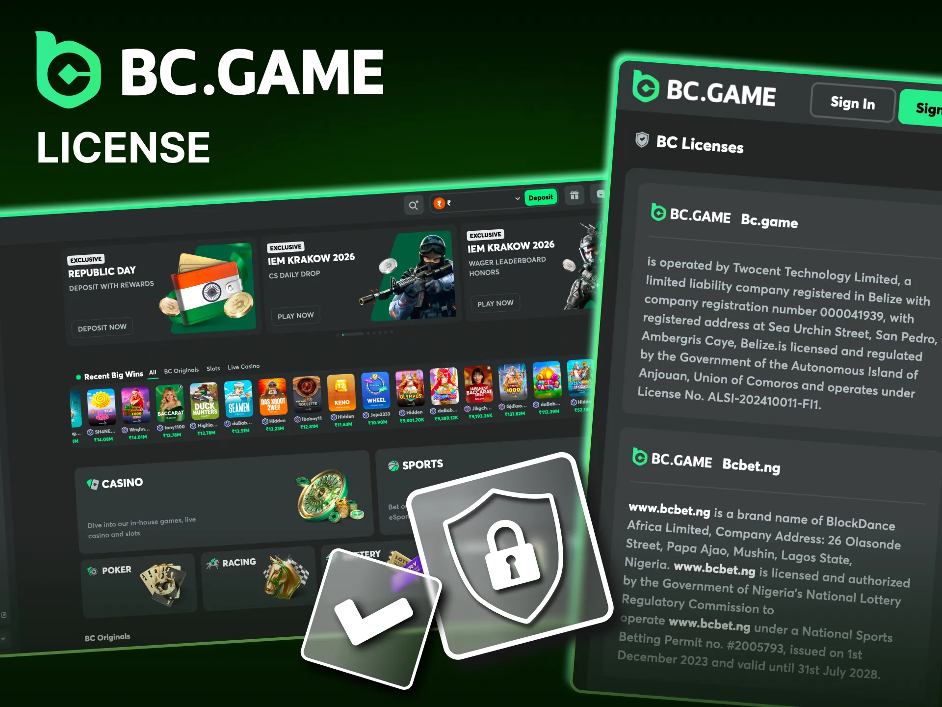 Is the sports betting and casino site BC Game legal in India.